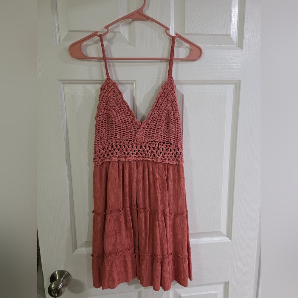 Pink Crochet Summer Dress